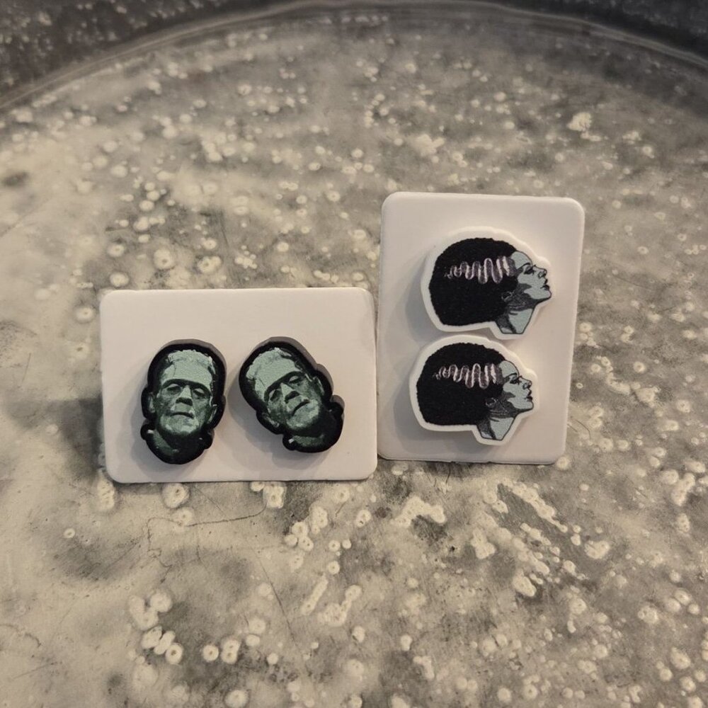 Frankenstein and Wife Stud Earrings